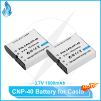 2pc 3.7V 1600mAh NP-40 NP40 NP 40 CNP-40 Battery for Casio EX-Z30 Z40 Z50 Z55 Z57 Z400 Z750 Z850 FC100 KOMERY 4K Camera