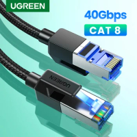 UGREEN Ethernet Cable CAT8 40Gbps 2000MHz CAT 8 Networking Nylon Braided Internet Lan Cord for Laptops PS 4 Router RJ45 Cable