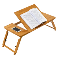 【picknew】新升級原木色床上桌面可調節免組裝中號電腦懶人桌(床上電腦桌 懶人桌 邊桌 小茶几)
