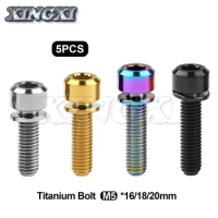 Xingxi 5Pcs M5x16 18 20mm Titanium Screws Bolts Bicycle Stem Bolt with Washer Gasket for MTB / Road Bicycle Stem