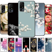 Case For TCL 40 XL TCL 405 Flowers Soft Silicone Back Cover for TCL40 XL 40XL T608M TCL 40XL TCL405 T506D Shockproof Lion Coques