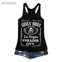 GUNS N' ROSES Women Tank Top Puck Rock Style Summer Sleeveless Shirt Causal Vest Off Shoulder loose Top Clothing Drop Shipping