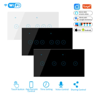 WiFi Smart Switch 4/5/6 gang Glass Touch Panel Wall Switch WiFi Wall Switch Tuya/eWeLink App with Alexa Google