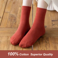 LKWDer Brand Superior Quality 100% Cotton Lycra Handmade Seamless Comfortable Socks Women Autumn and Winter Women's Socks