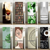 3D Red Wine Refrigerator Door Sticker Home Wall Decoration Mural Old Refrigerator Renovation Decorative Decal