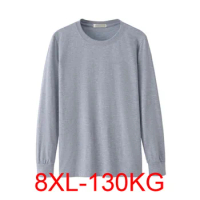 Men's T-Shirt Long Sleeve Winter 7XL 8XL 134cm Large Size 5XL 6XL Cotton Home T-Shirt