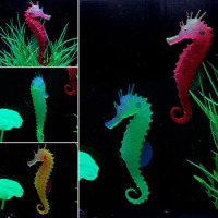 New Green Artificial Silicone Hippocampus Ornament Glowing Effect Sea Horse Fish Tank Aquarium Jellyfish Decor 3 Color Suppy
