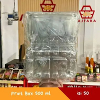 Wadah Buah Fruit Box Clear Premium 500 ml & 250 ml - Plastik Mika Transparan Food Grade 500 ml isi 5