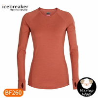 【Icebreaker 女 ZONE 網眼透氣保暖長袖上衣 BF260《柚橘》】104477/內層衣/薄長袖/內著