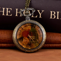 Quartz watch Large pocket watch Tan glass clock tower pocket watch Vintage flip flower wall watch Bronze pocket watch