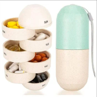Weekly 7 Day Pill Organizer Portable Pill Box Waterproof Medicine Organizer Travel Pill Case Pill Container Pill Case Drug