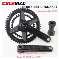 CRUZbike Road Bike Crankset 155/160/165/170/175mm Bicycle Crank 9/10/11/12 Speed Double Chainring with Bottom Bracket