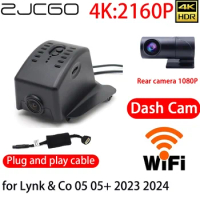 ZJCGO 4K DVR Dash Cam Wifi Front Rear Camera 24h Monitor for Lynk &amp; Co 05 05+ 2023 2024