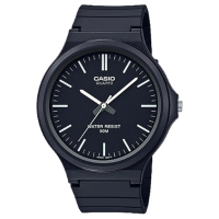 【CASIO 卡西歐】簡約指針錶 樹脂錶帶 黑 防水50米(MW-240-1E)