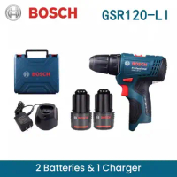 Bosch GSR120-LI Electric Drill Cordless Screwdriver Power Tools Forward Reverse Rotation 20-level Torque 2 Mode Double Battery