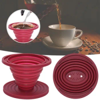 Reusable Pour Over Red Silicone Camp Coffee Coffee Filter Holder Hand Brewed Camping Coffee Dripper kitchen