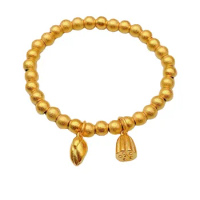 Pure Gold 999 Bracelet Two Shihuan Ancient Bracelet National Style Lotus Seedpod Gold Jewelry