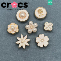 Charm Chéo, Jibbitz, Charm Kim Loại, Thiết Kế Hoa Ngọc Trai Hoa Hồng, Charm Phụ Kiện Giày