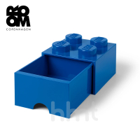【Room Copenhagen】LEGO Brick Drawer 4樂高積木方塊四紐抽屜盒收納盒-藍色(樂高收納盒)