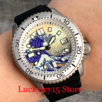 Tandorio Titanium Diver 20ATM Japan NH35 Automatic Men Watch At 3.8 KAGAWANA Dial White Chapter Ring Sapphire Glass Rubber Strap