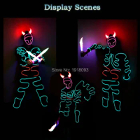 Fashion LED Luminous Costume Neon Glow Suit EL Stage Supplies EL Wire DIY Cloth Accessories Holiday Party DIY Decoration