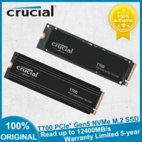 Crucial T700 with Heatsink M.2 2280 PCIe 5.0 Up to 12400MB/s Internal SSD Solid State Drive 1TB 2TB 4TB NVMe for Laptop Desktop