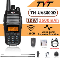 TYT TH-UV8000D High Power 10W Dual Band Handheld Transceiver 10KM Amateur Two Way Radio Cross-band Repeater Function FM Radio