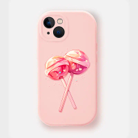 JURSUE เคสไอโฟน เคสนุ่มกันกระแทกตลก น่ารักผู้หญิง ลายอมยิ้ม ขนมหวาน สีชมพูพาสเทล เคสโทรศัพท์ for iPh