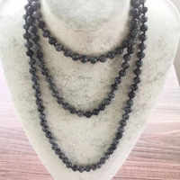 42inch/60inch Long Necklaces Nature Stone 8MM Snowflake Necklace Hand Knotted Necklace Yoga Mala Beads Endless Infinity Beaded