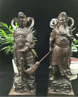 越南沉香木木雕關公韋陀佛像擺件 伽藍菩薩實木 珈藍韋陀護法神像1入