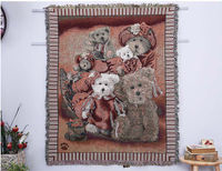 美式鄉村可愛卡通小熊掛毯墻壁毯子背景針織棉線毯多功能蓋毯