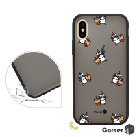 Corner4 iPhone XS Max 6.5吋柔滑觸感軍規防摔手機殼-彩虹小馬珍奶(黑殼)