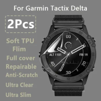 2Pcs For Garmin Tactix Delta SmartWatch HD Clear Soft Hydrogel Repairable Protective Film Screen Protector -Not Tempered Glass