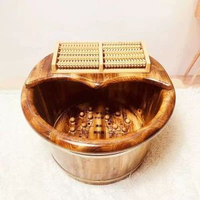 全城熱賣 - 香柏木泡腳木桶泡腳盆穴位按摩泡腳桶泡腳桶木質家用木桶洗腳桶泡碳化26穴位按摩+蓋子+按摩器