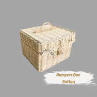 Keranjang Peti Rotan Tutup / Box Peti Rotan / Kotak Penyimpanan
