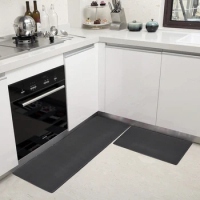 Kitchen Mat Cushioned 2x Black Floor Mat Waterproof Non-Skid Kitchen Mats Comfort PVC Kitchen Rugs Standing Mat for Floor