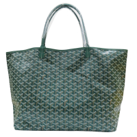 【二手名牌BRAND OFF】GOYARD 高雅德 綠色 PVC塗層帆布 Saint Louis GM 托特包