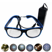 Crazy Funny Club Amazing EL wire Diffraction Glasses El Wire Flashing Fireworks Glasses