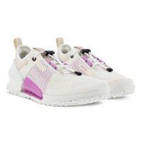 【ecco】BIOM 2.0 W 健步透氣織物極速戶外運動鞋 女鞋(白色/粉紅色 80067351214)