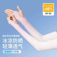 特步冰絲防曬冰袖2026新款袖套女防紫外線涼夏季漸變防勾絲手袖套-套指1雙裝【冰絲防勾絲】漸變粉 均碼-款式8