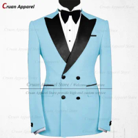 20 Colors Luxury Sky Blue Wedding Blazers for Groomsmen Groom Slim Fit Men's Suit Jacket Tailor-made Fashion Male Coat 1Pcs Top