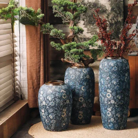Design Chinese Ceramic Vase Vintage Luxury Flower Nordic Modern Vase Aesthetic Floor Decoration Maison Flower Arrangement