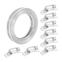 11.5 Feet Hose Clamp 304 Stainless Steel Worm Clamp Hose Clamp Strap With Fasteners Adjustable DIY Pipe Hose Clamp Ducting Clamp