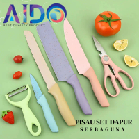 Pisau Set Jerami 6in1 Lapis Anti lengket PISAU SULTAN / pisau set viral keramik pisau jerami / pisau