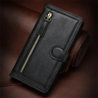 Leather Zipper Flip Wallet Case for Samsung Galaxy S21 Ultra, Cover for Samsung Galaxy S22 Ultra S21 Plus FE S21 +