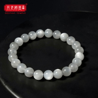 月老祠堂天然白玉灰月光手鏈女白光月光石手串配證書