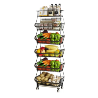 【LEBON】蔬果移動籃-六層(廚房收納 收納推車 置物 蔬果籃 收納籃)