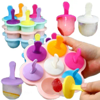 7 Holes DIY Ice Cream Silicone Mold Ice Cream Ball Maker Popsicle Molds Baby Fruit Shake Home Kitchen Accessories Tools