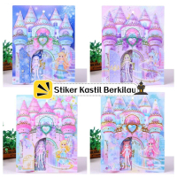 Stiker Kastil Berkilau Castle buku paper doll murah Gelembung paper boca Putri cantik berdandan stik