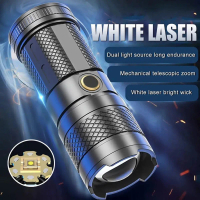 Senter Kuat LED Super Terang Senter Luar Ruangan USB SENTER LED LASER / SENTER CAS Lampu Plastik Pu